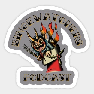 Flamin' Krampus Is On Fire - Official Holiday Tee From Binge-Watchers Podcast Sticker